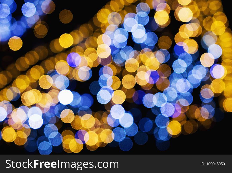 Macro Shot Of Yellow And Blue Lights