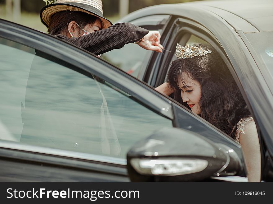 Bride Stepping Out of the Car