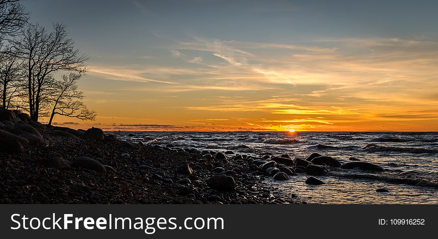 Seashore Photo Shot During Sunset