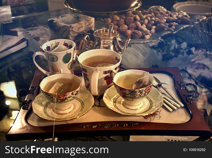 Three Cups of Teas on Serving Tray