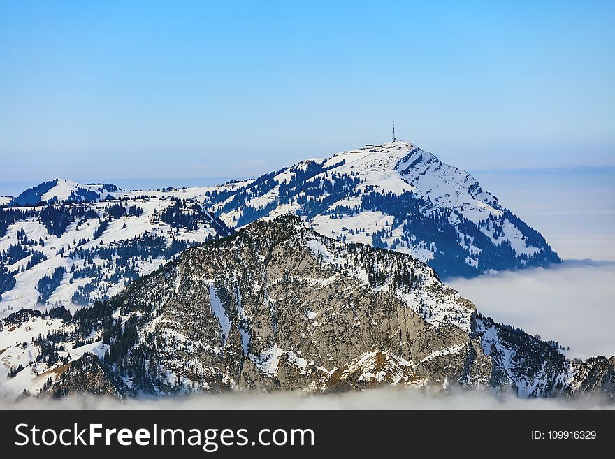 Areal Photo of Black Snowy Mountain