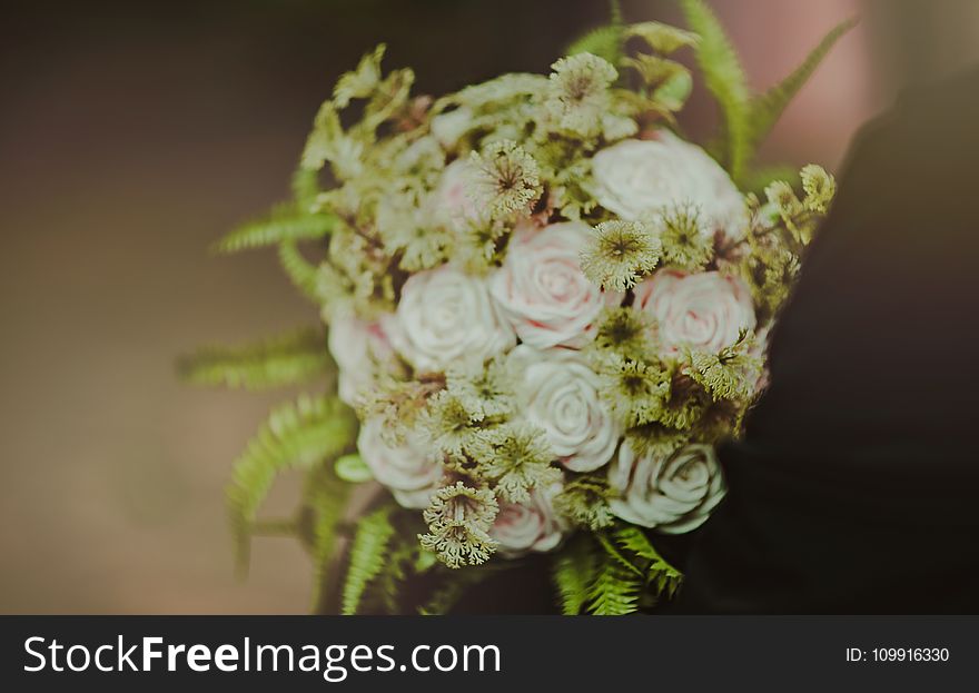 White and Pink Rose Flowers Bouquet