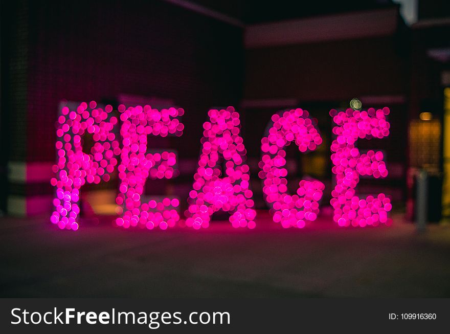 Pink Peace Light Sign