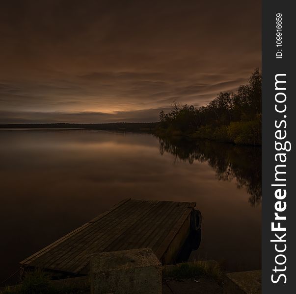 Sepia Photography Of Lake