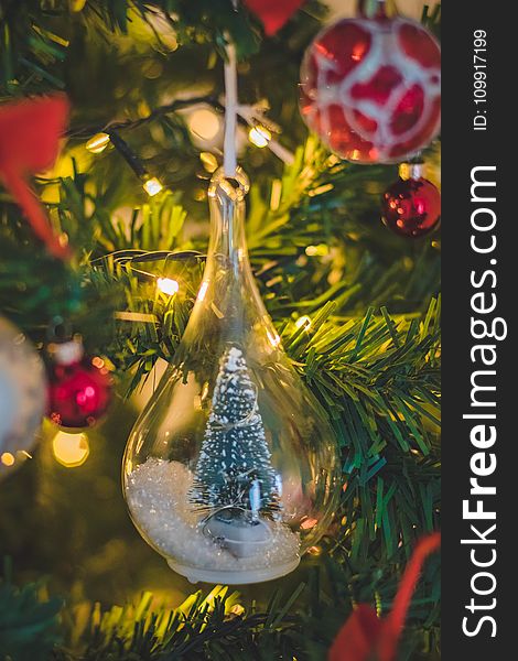 Clear Glass Green Christmas Tree Ornament