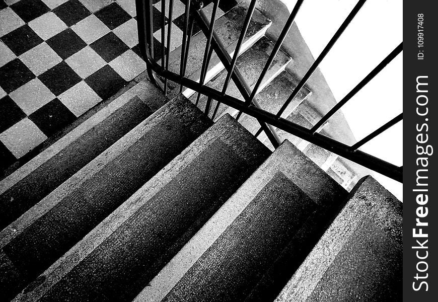 Grey Scale Photo Of Stairs