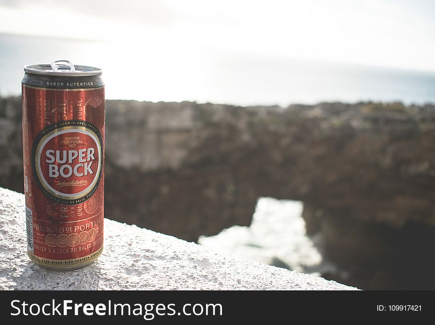 Tilt Lens Photography Of Super Bock Tin Can