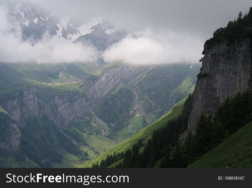 Bird&#x27;s Eye View of Foggy Landscape