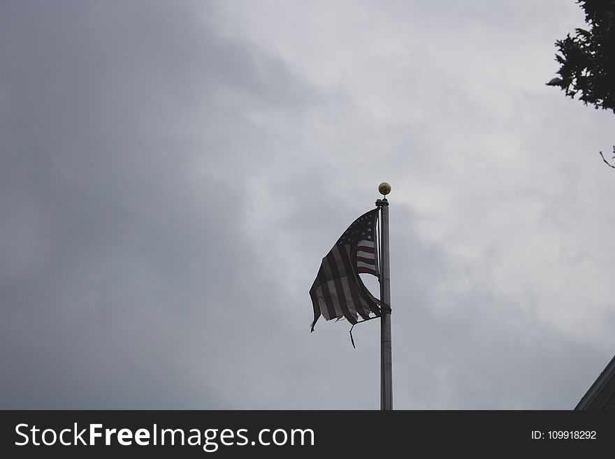 U.s.a. Flag Under Gray and White Sky