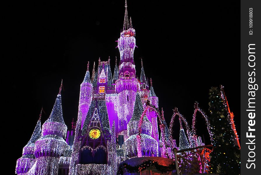 Pink White and Purple Light-up Disneyland Castle