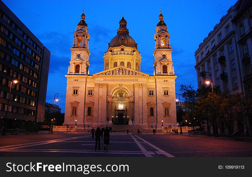 Photo Of White Cathedral During Night Time