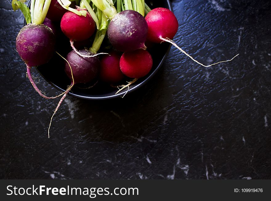 Purple And Red Radish in Bowl