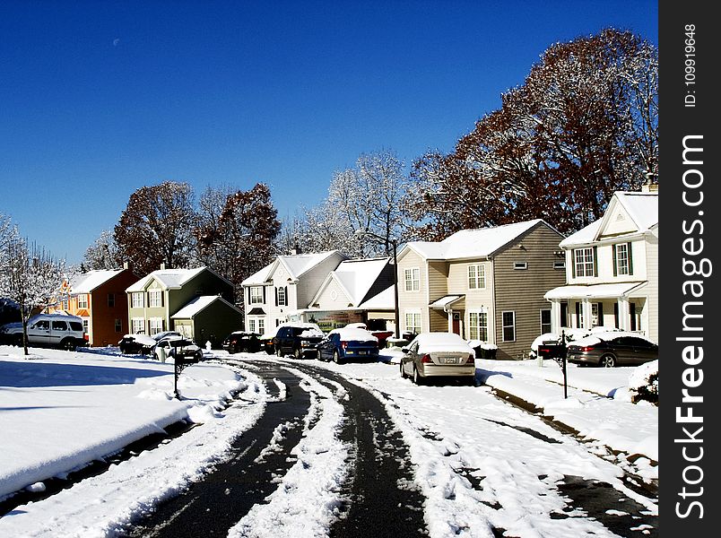 Snow Pathway Near at Houses