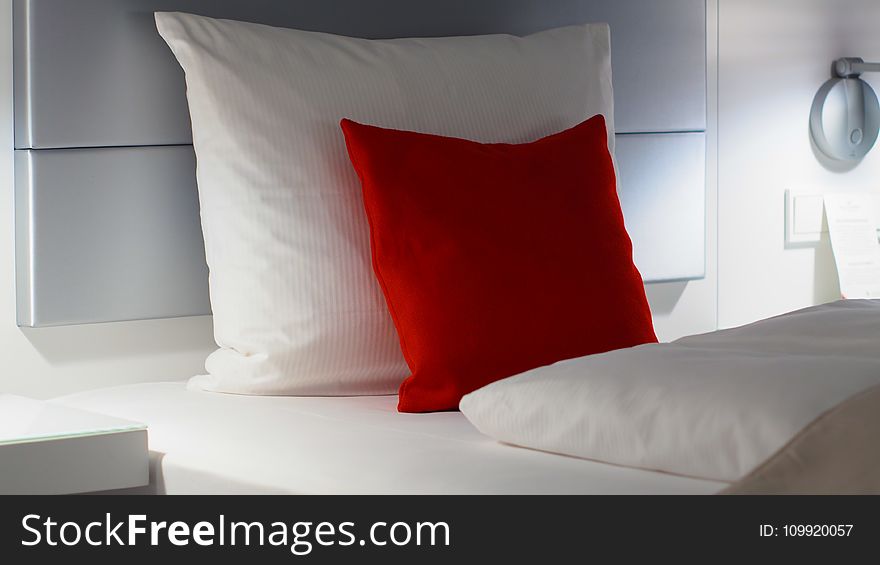 Red and White Bed Pillows