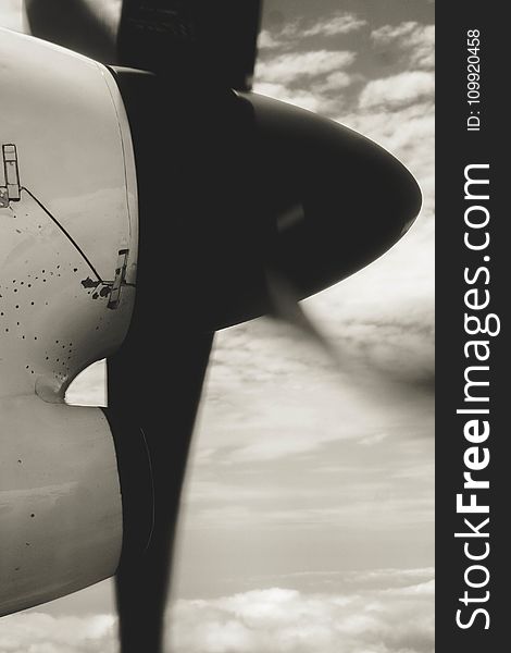Grayscale Photo Of Airplane Propeller