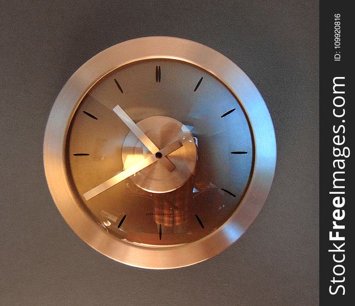 Round Bronze Analog Wall Clock