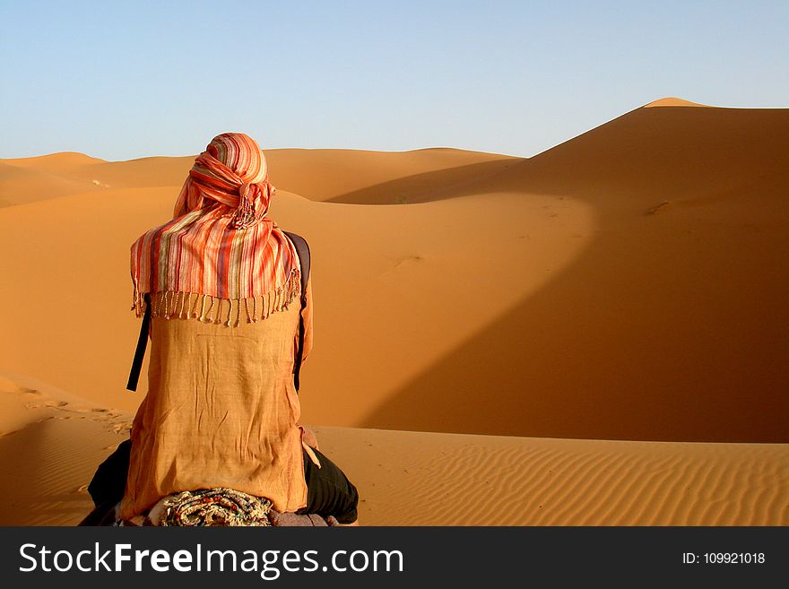 Person Camel Riding On Desert