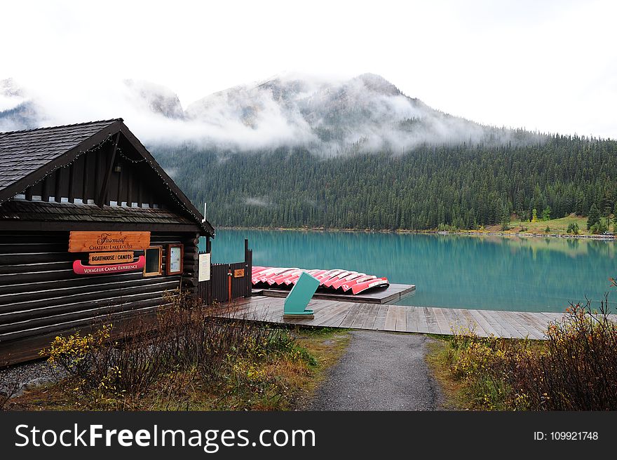 Brown Shed Near Lake