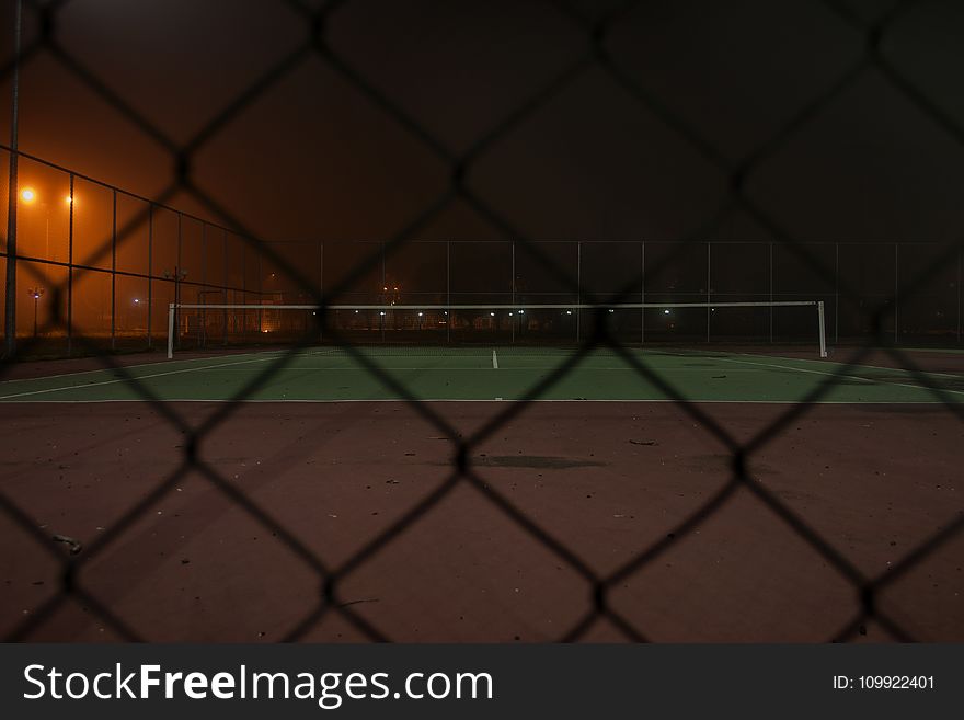 Quite Tennis Field During Nighttime