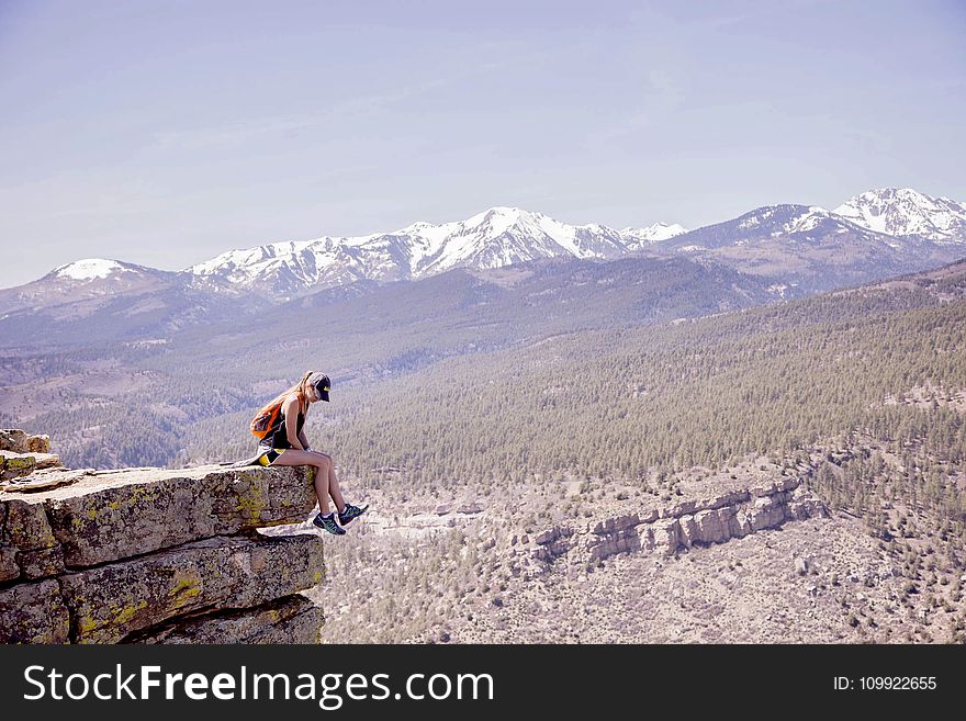 Woman On Top Of Mountain