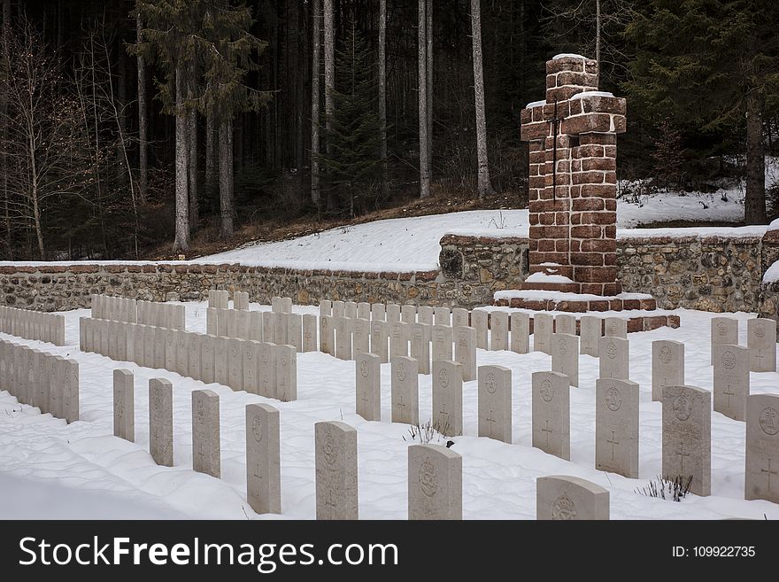 Pile of White Concrete Cemetery Photo
