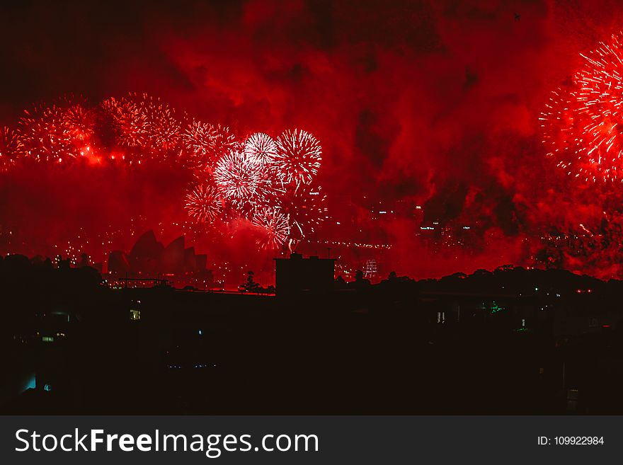 Red Fireworks Display