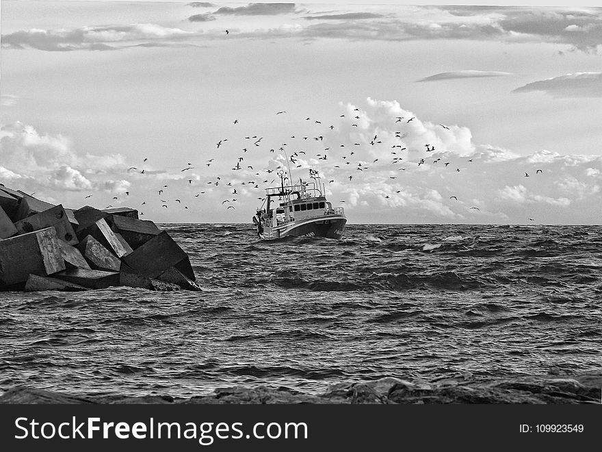 Grayscale Photo Of Yacht