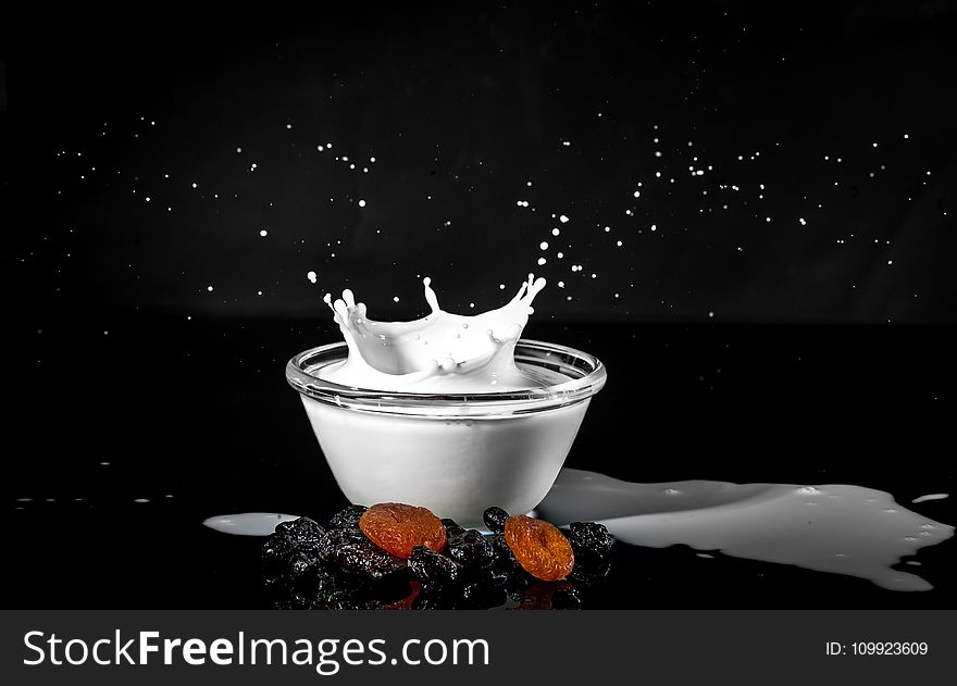 White Liquid Filled Glass Bowl