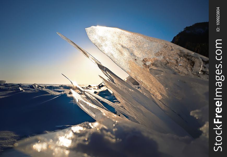 Closeup Photography Of Frozen Water On Sand