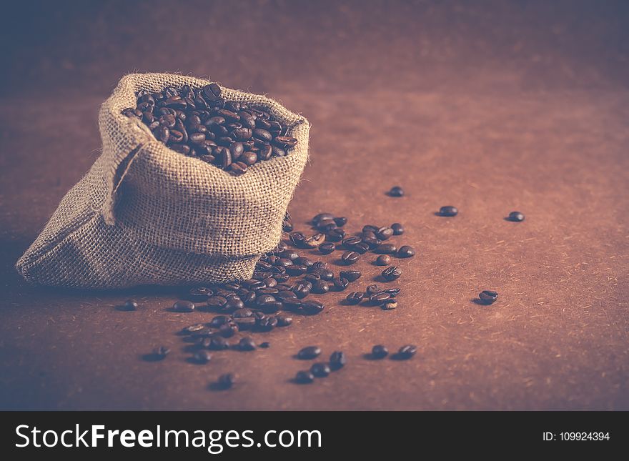 Coffee Beans on Gray Sack
