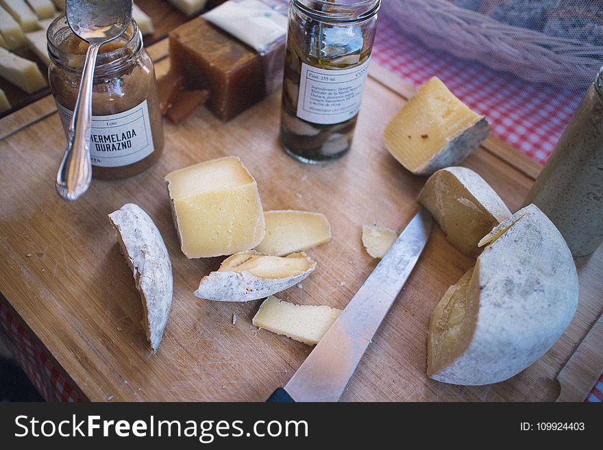 Sliced Cheese and Knife