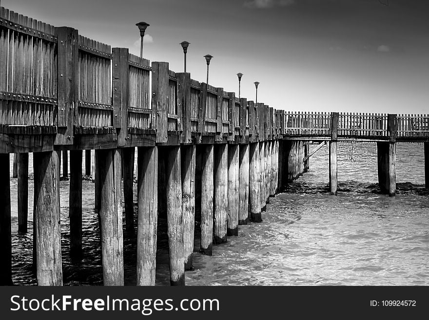Gray Scale Photo of a Dock