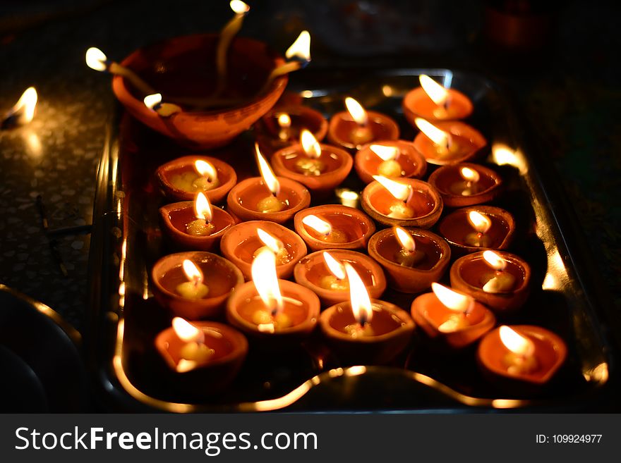 Photo of Tealight Candles on Stainless Steel Tray