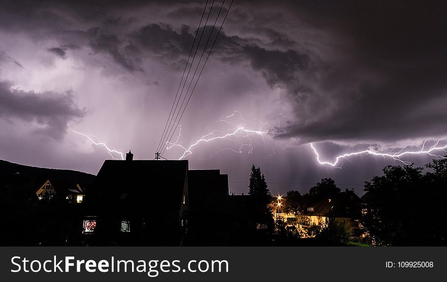 Photo Of House And Lightning Storm