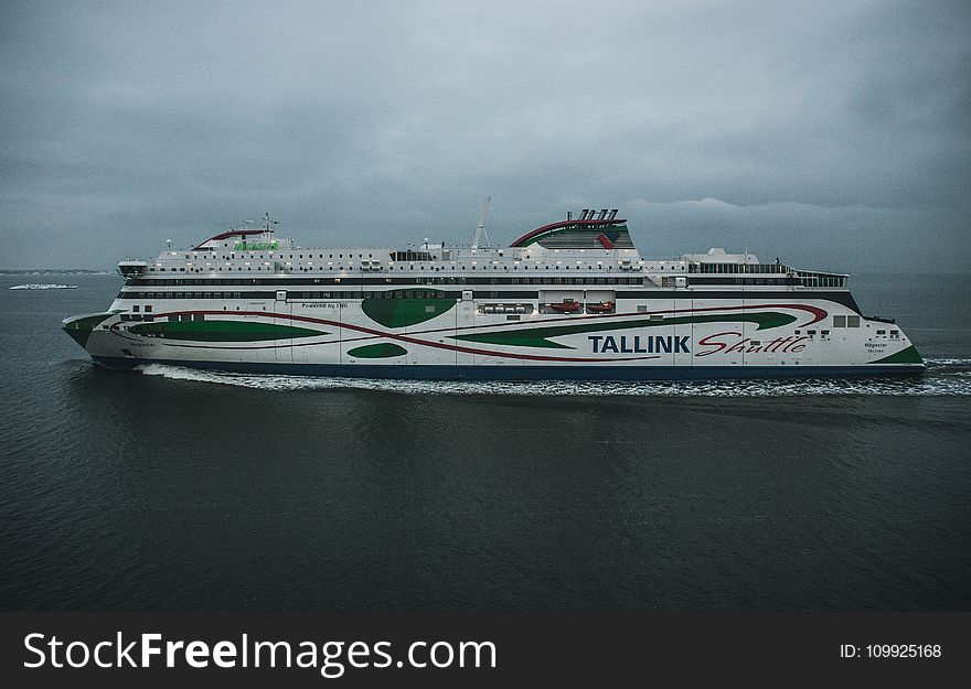 White and Green Tallink Shuttle Ship Photo