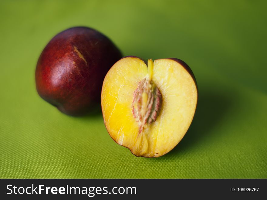 Peach Apple on Green Mat