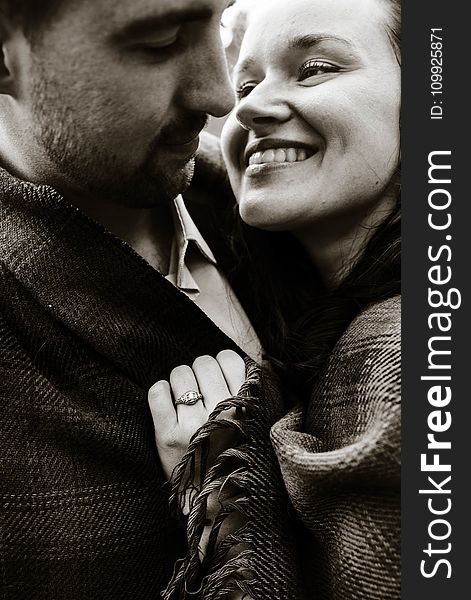 Gray Scale Photography of Couple