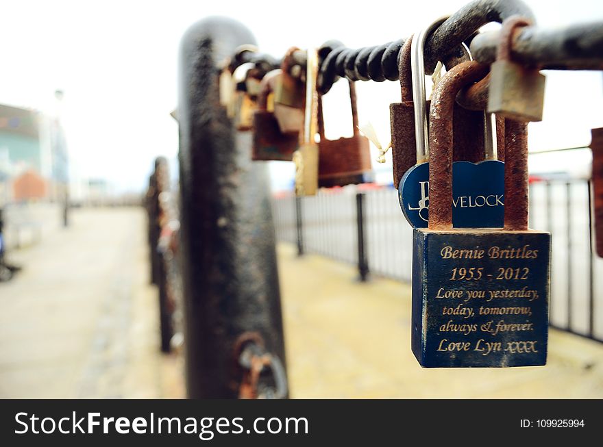 Blue Bernie Brittles 1955-2012 Love You Yesterday, Today, Tomorrow, Always And Forever Love Lyn Xxxx Engraved Padlock