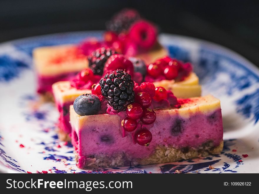 Cake With Berries on Plate