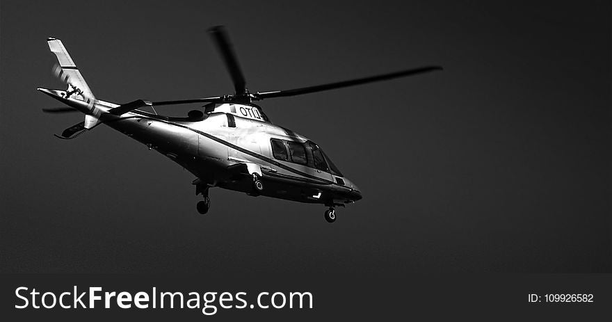 Monochrome Photography of Helicopter