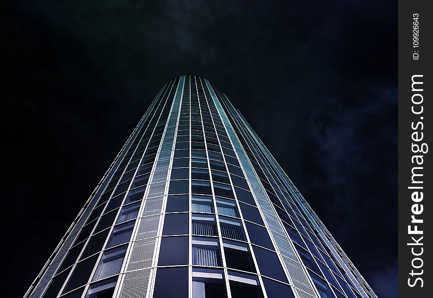 Worm&x27;s Eye View Of High-rise Building During Nighttime