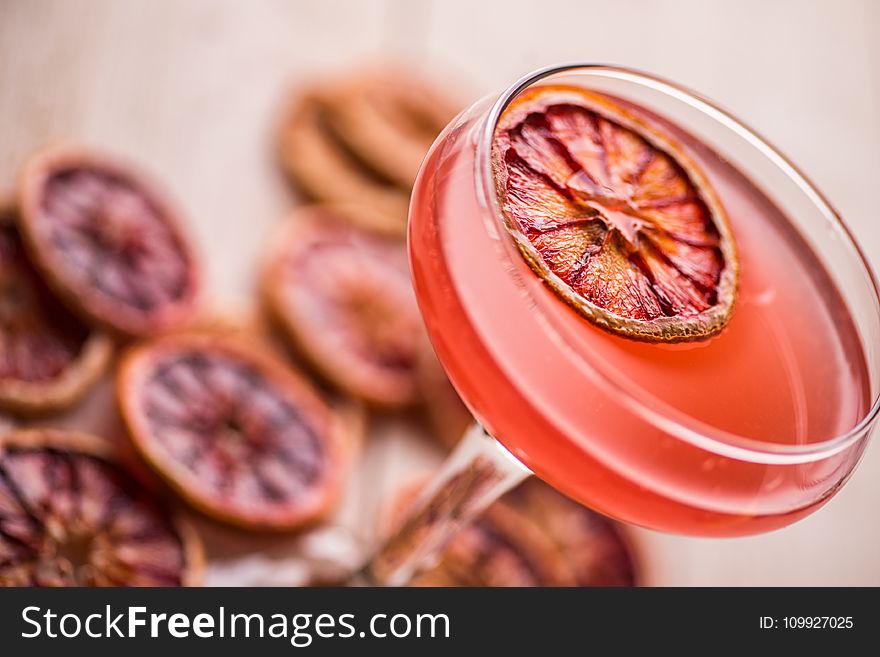 Pink Cocktail With Lime Slice Martini Glass Wallpaper