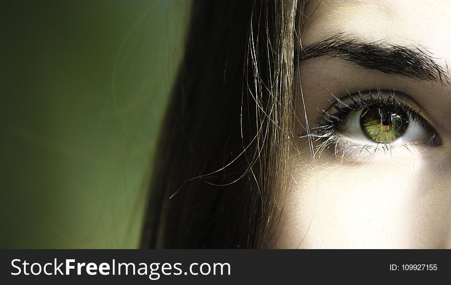 Selective Focus Half-face Closeup Photography of Female&#x27;s Green Eyes