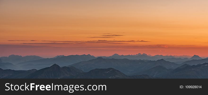 Areal View of Mountains during Sunset