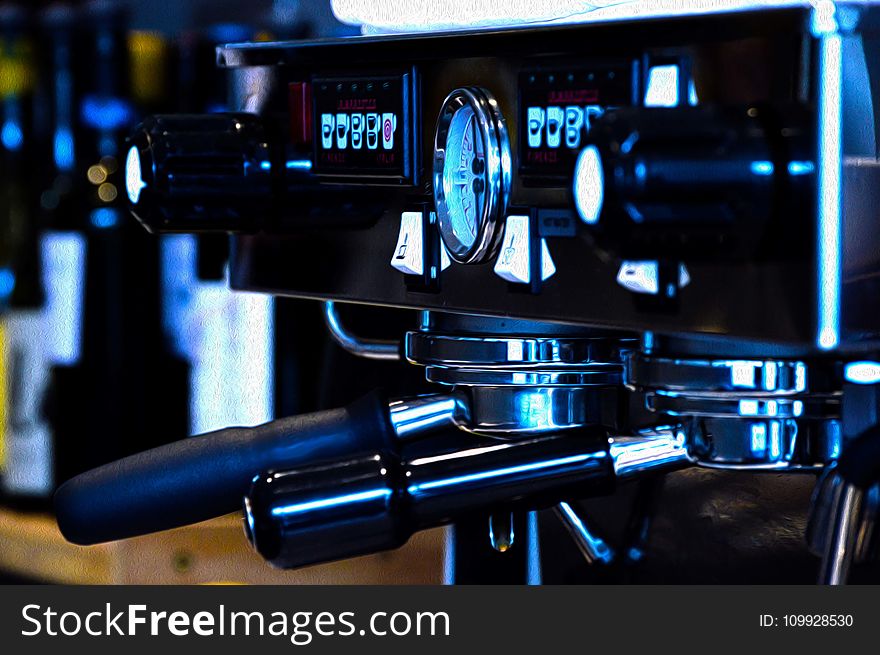 Black and Gray Coffee Machine in Close-up Photography