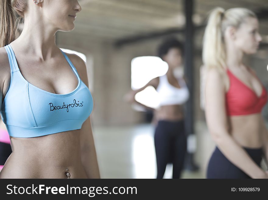 Woman Wearing Blue Beautyrobic Gym Top