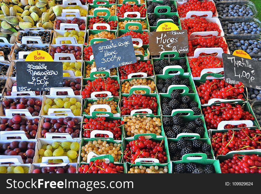 Stack of Fruits With Signage