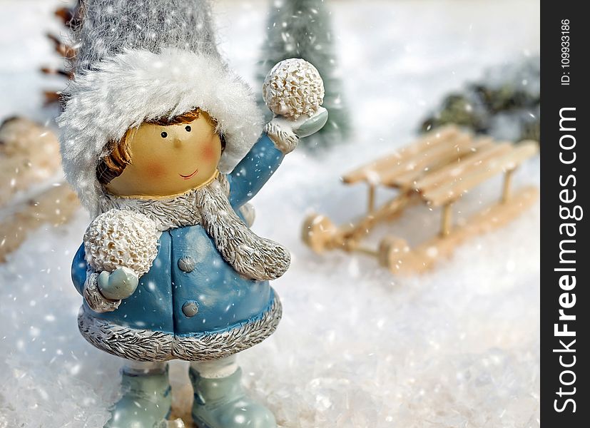 Winter, Doll, Snow, Figurine
