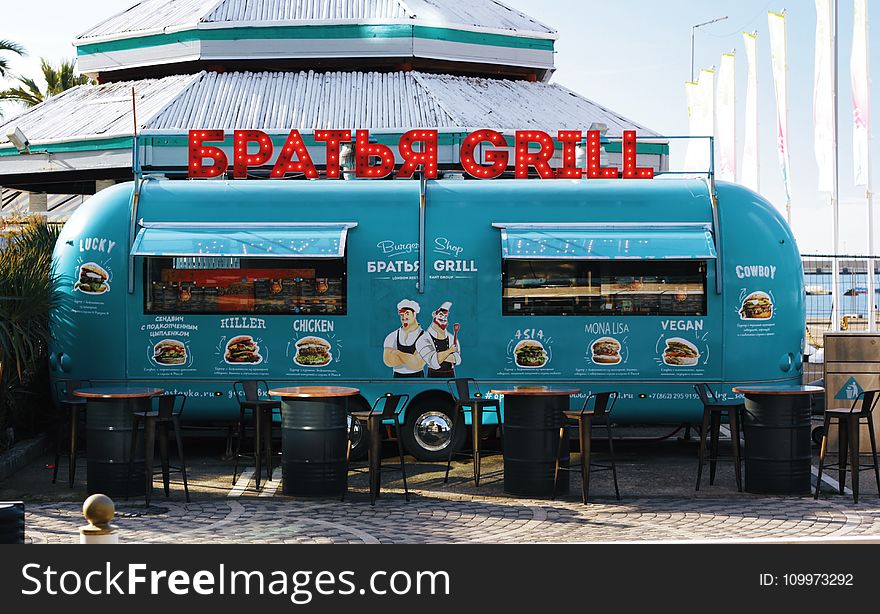 Green Barbecue Grill Food Stall