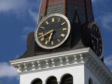 Clock On Steeple Of Old New England Church Royalty Free Stock Photo Clock On Steeple Of Old New England Church Royalty Free Stock Photo